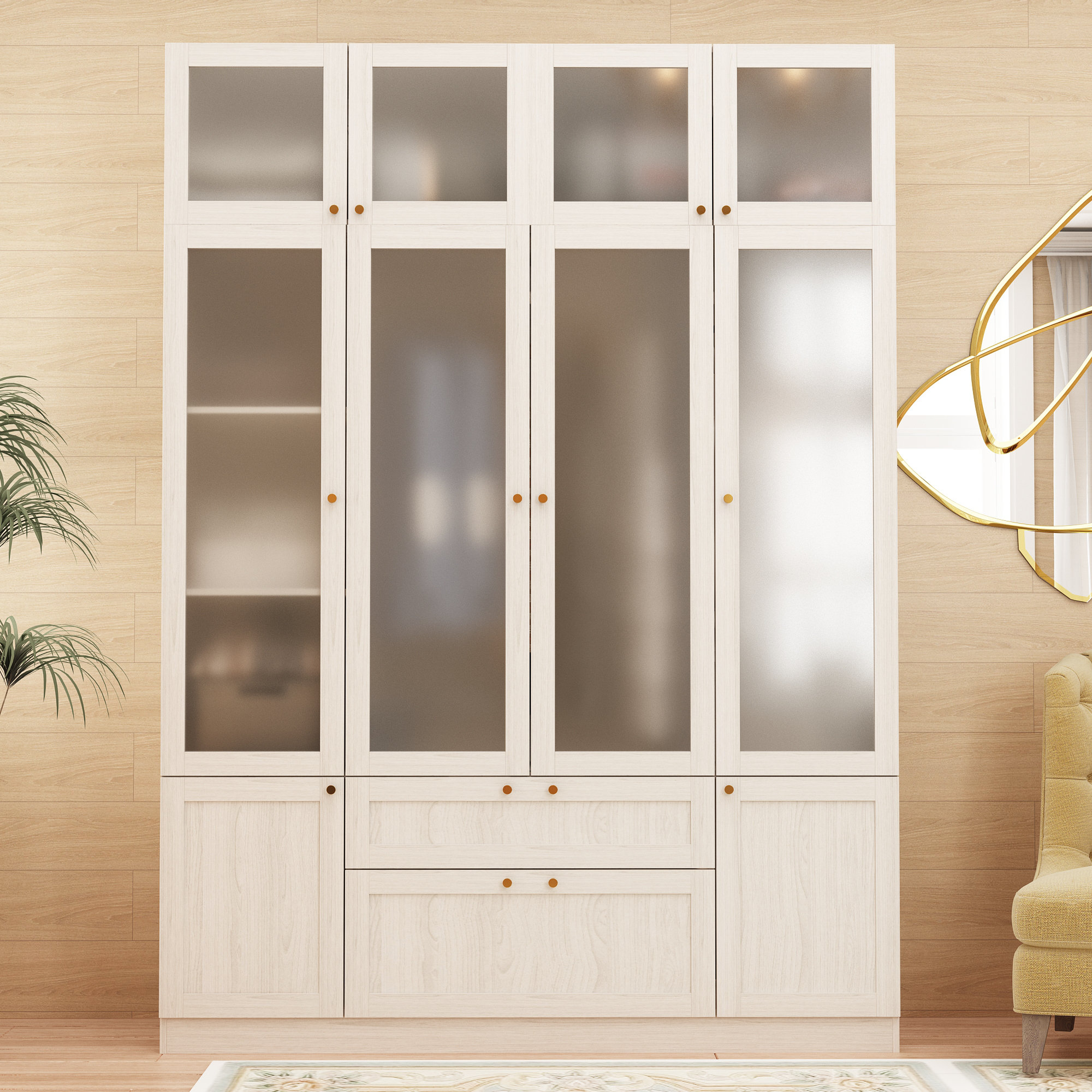 Lark Manor Strong Storage 4 Door Wardrobe With 2 Top Cabinet Wayfair